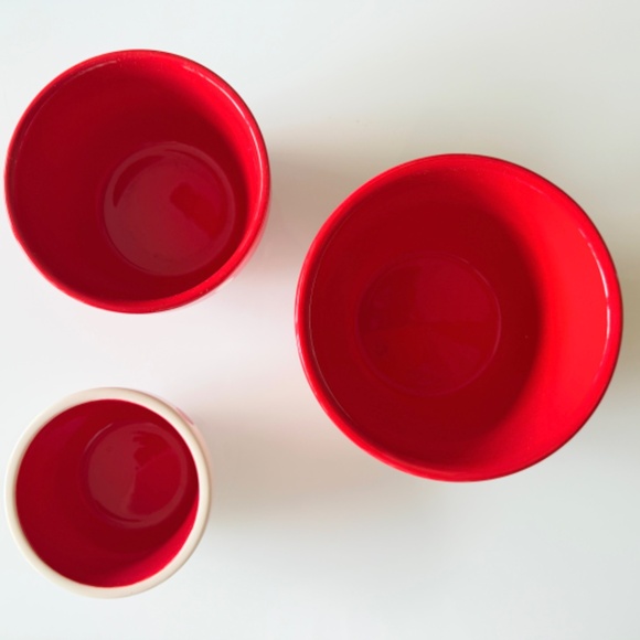 NWOT Nesting Bowls Red & White Terramoto Ceramic - Picture 3 of 7